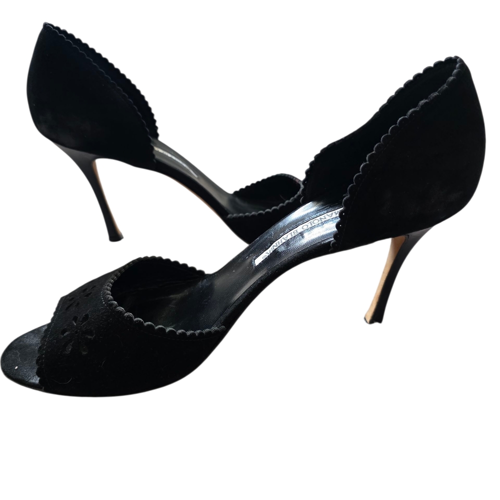 Vintage Manolo Blahnik Black Suede d'Orsay Heels – Size 41 (US 10.5)